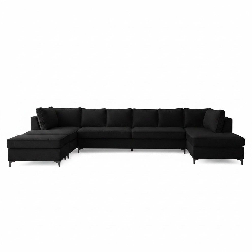 Nu Dekor - Sarah Modular U-Shape Velvet Couch - Black