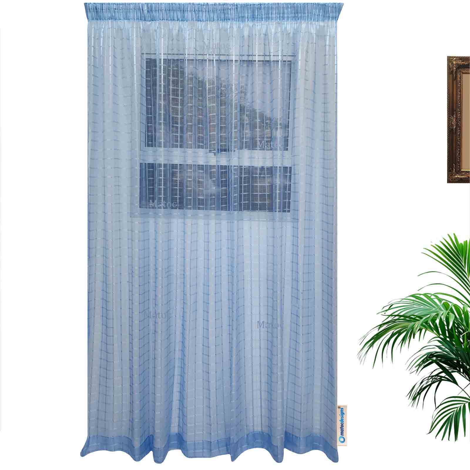 Matoc Designs Curtain - Grid Voile Blue -Taped - 140cm W x 250cm H