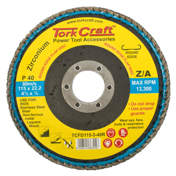 Flap Disc Round Edge Zirconium 115Mm 40 Grit Flat