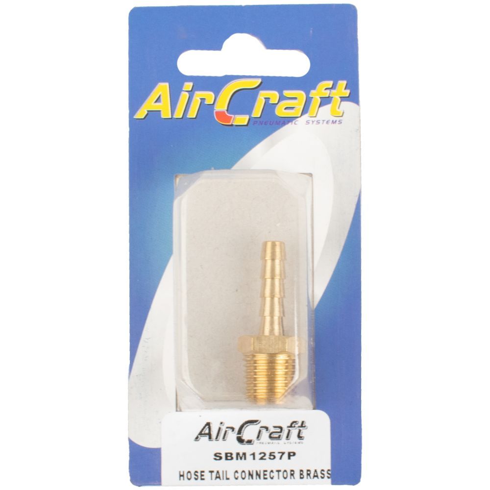 Aircraft - Hose Tail Connector Brass 1/4M x 6mm 1 Piece Pack - 5 Pack