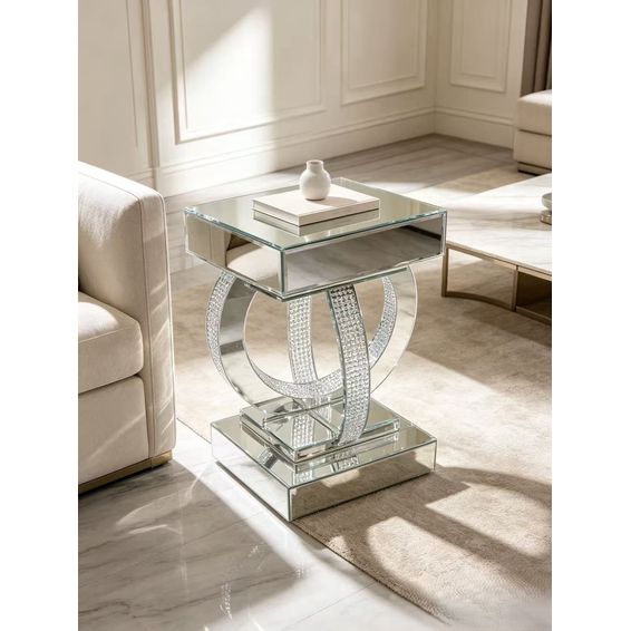 LBM FURN-SD-01 Silver Mirrored Side Table