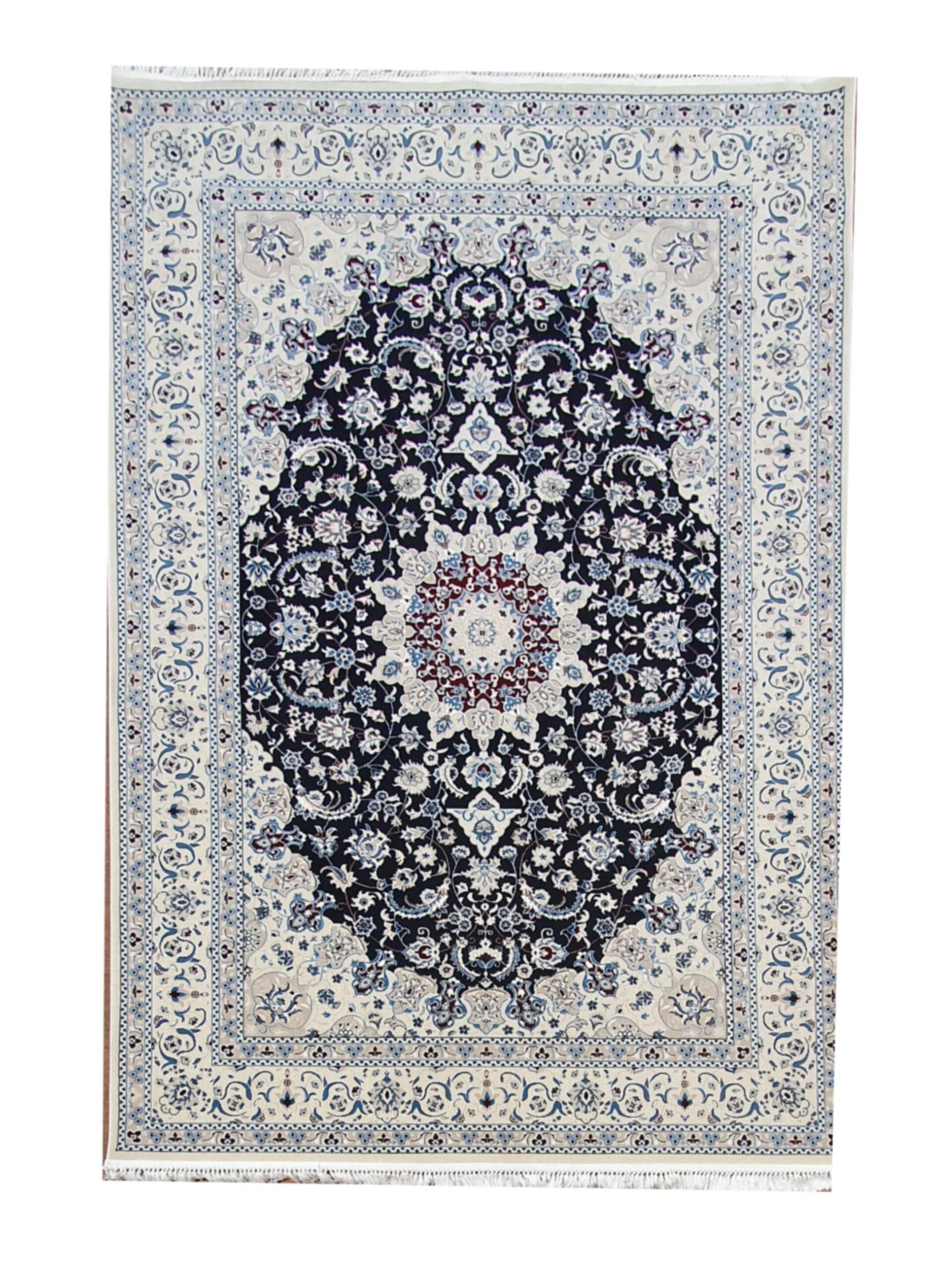 BK Carpets - Persian Inspired Nain Rug - Cream - Dark Blue - 2m x 2.9m