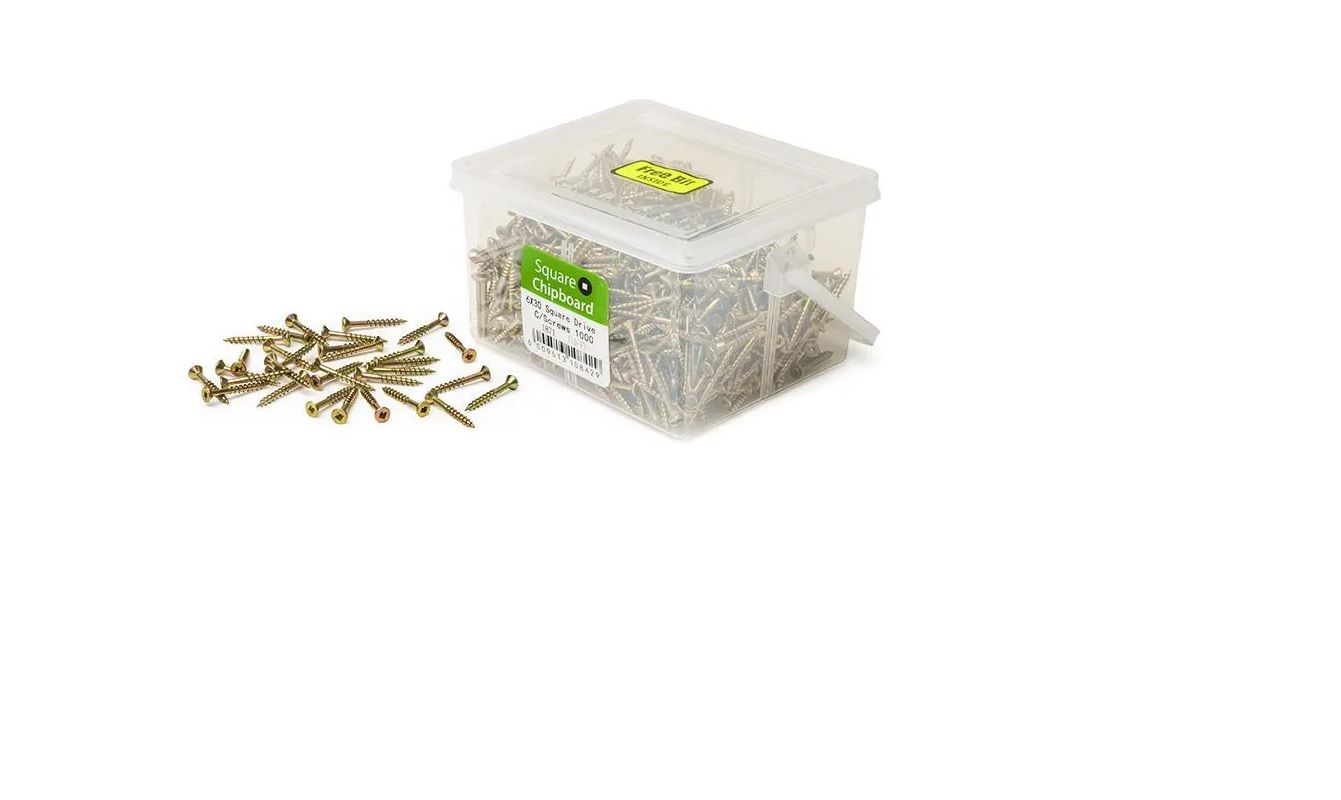 Chipboard Screws, Square, No.6, 3.5mm x 30mm, 1000 Pieces BY WOODLY