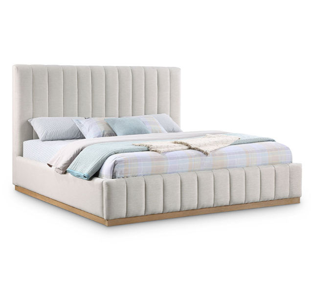 Maize Sleigh Bed Queen -Linen Off White
