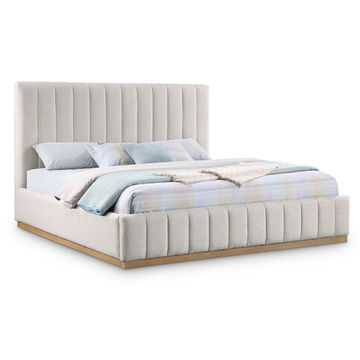 Maize Sleigh Bed Queen -Linen Off White