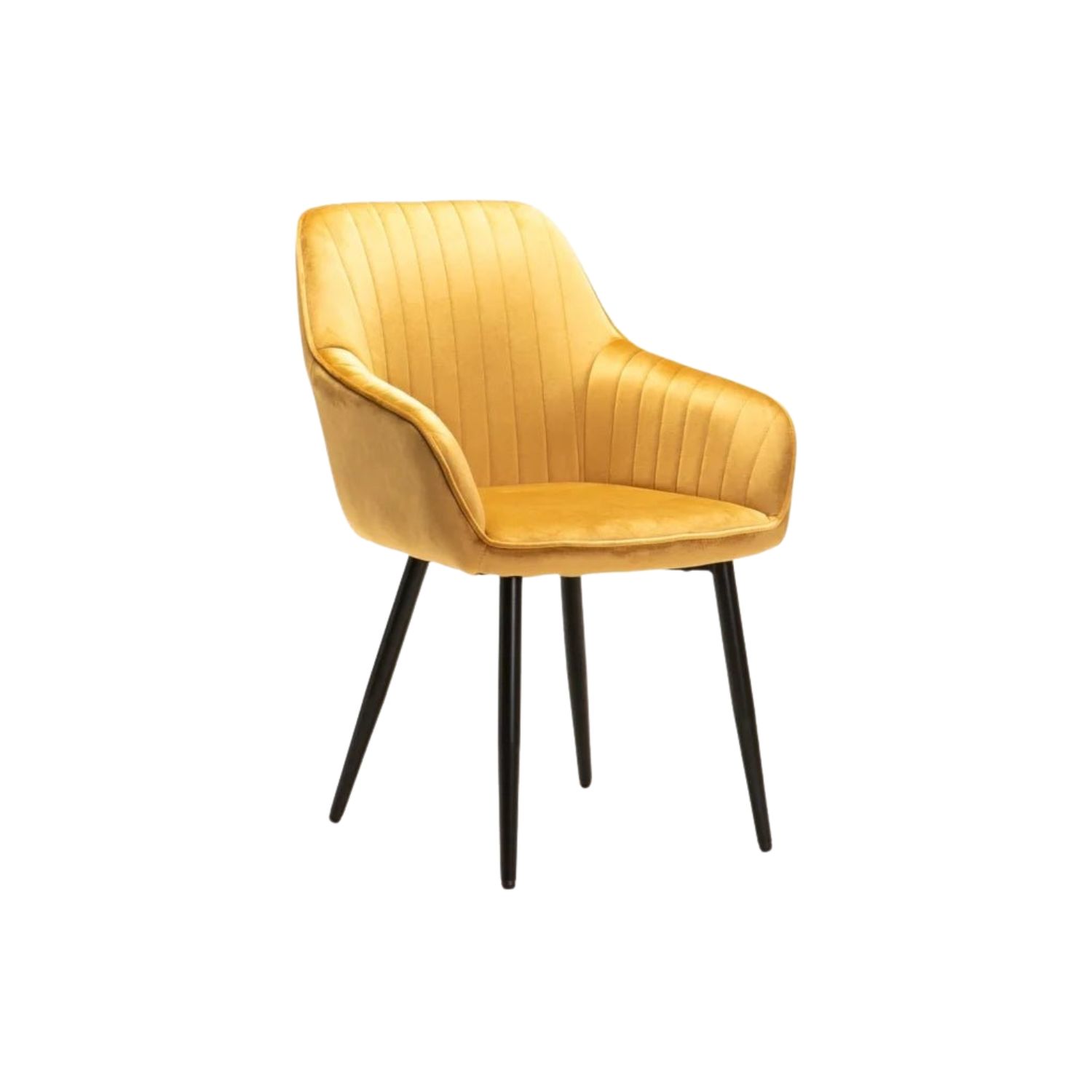 Velvet Upholstered Dining Chair with Iron Legs - Mustard