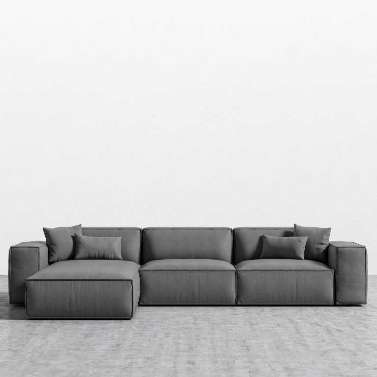 DecorMama Lemo Modular L-Shape Sectional Couch – Premium Fabric Seating