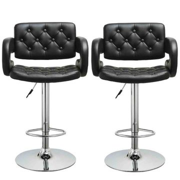 KCW-Bar Stools / Kitchen Counter Breakfast Chairs - 2 Pack - Black