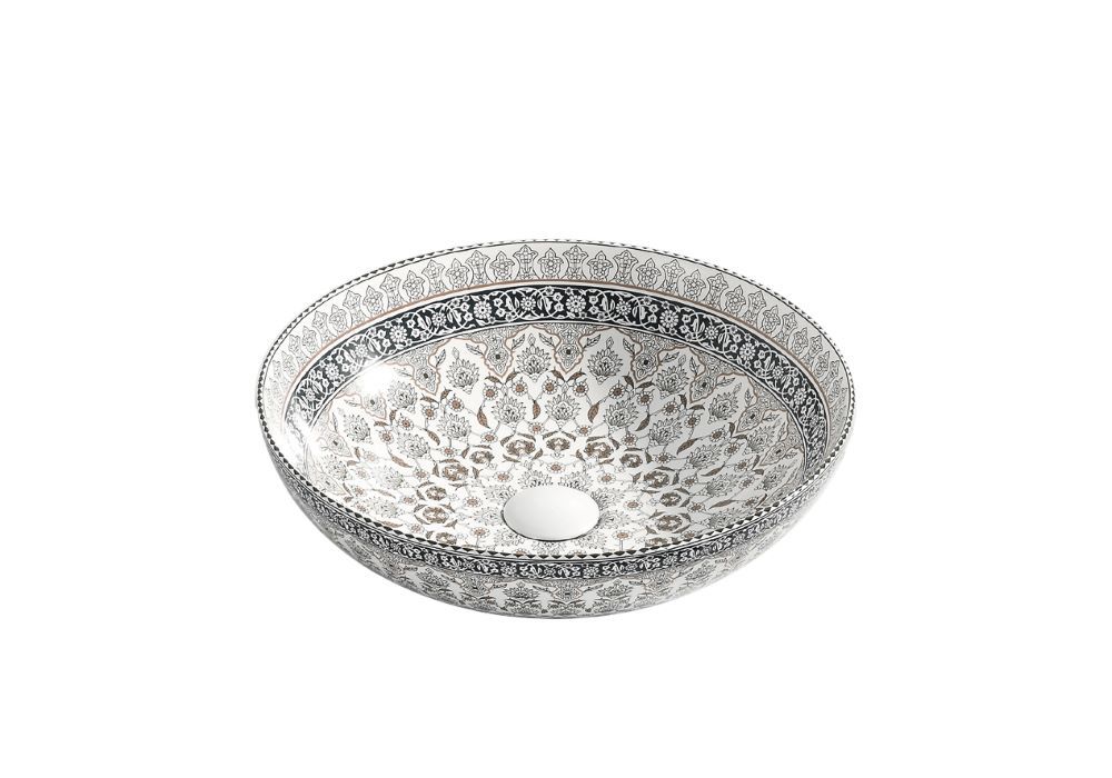 Counter top Ceramic Basin / table top - Azalea - Grey & White Art