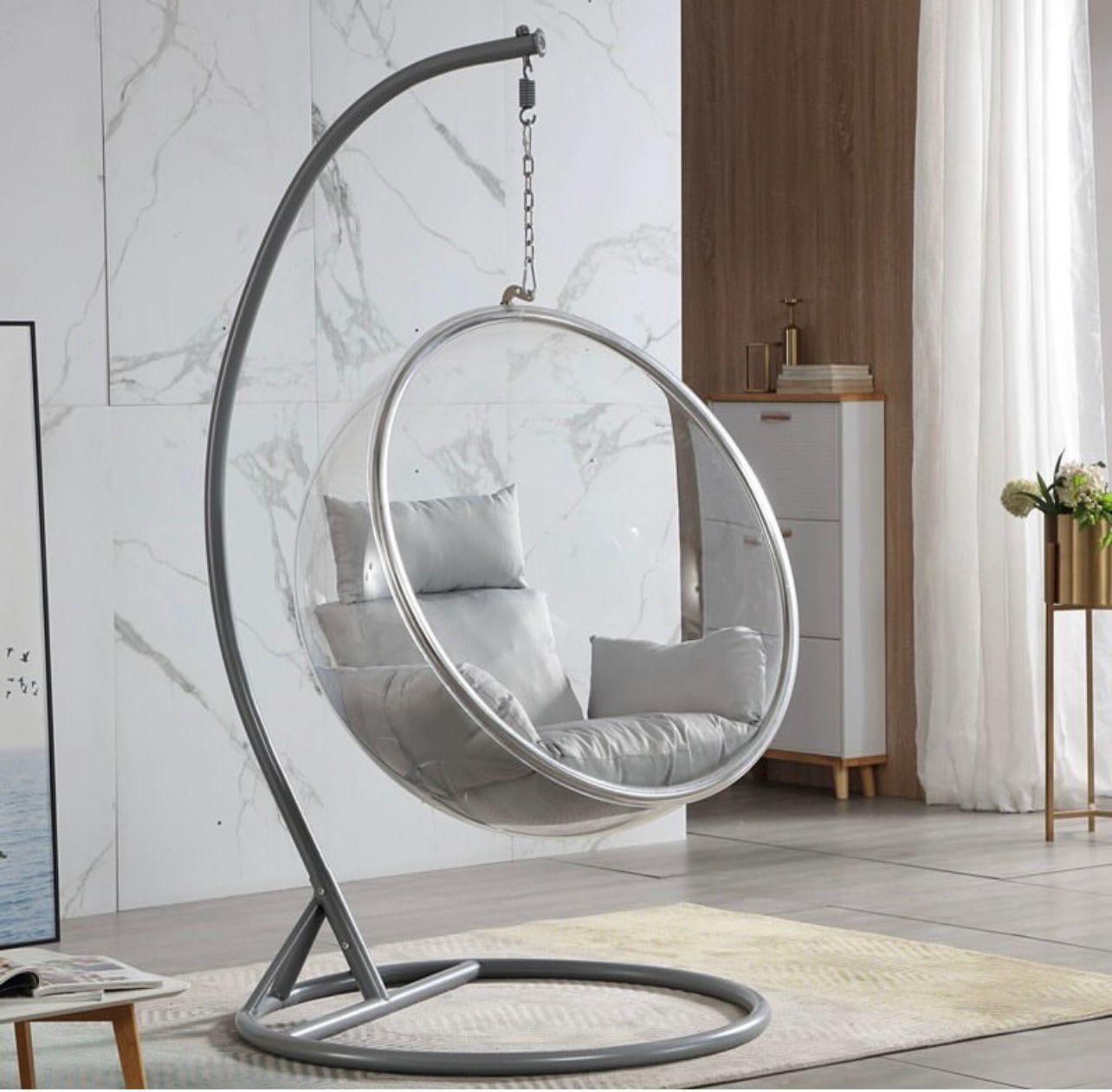Glass-Silver Swing Chair