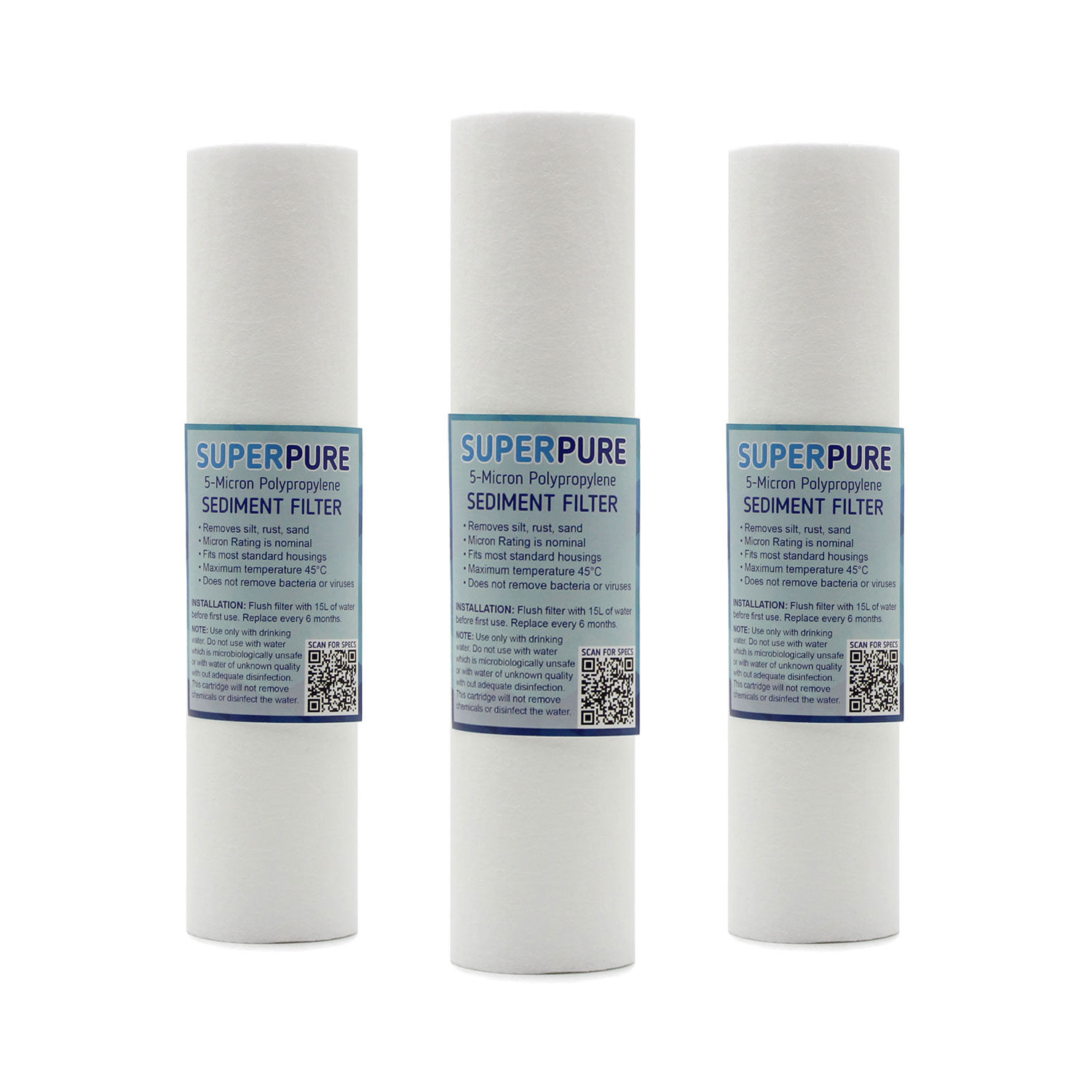 SUPERPURE 10 inch Sediment Water Filter Replacement Cartridge (3-Pack)