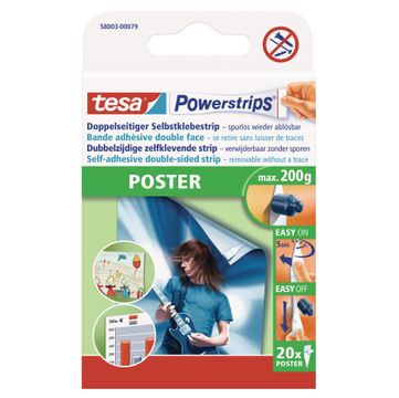 TESA Powerstrips Poster 20 Strips Self-adhesive
