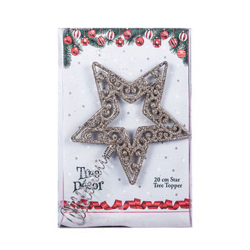 Star - Christmas Accessories - Tree Topper - Silver - 20 cm - 5 Pack