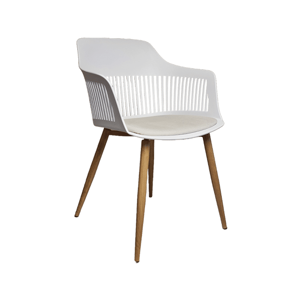 Chair Crazy Lyric Chair Ash Metal Frame - White Fabric Seat