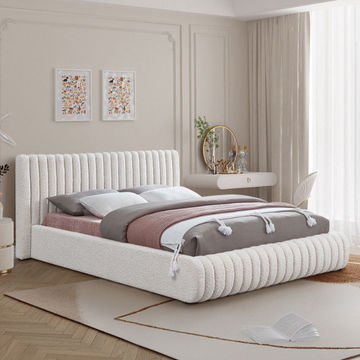 Scarlette Sleigh Bed  Queen-Coco Off White