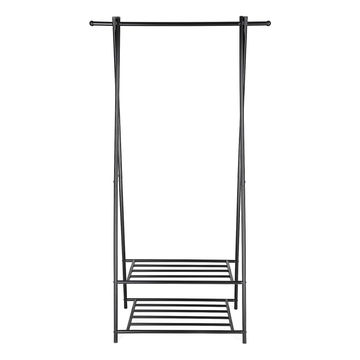Metal Wardrobe Rack with Shoe Tier - Slim Tower Design