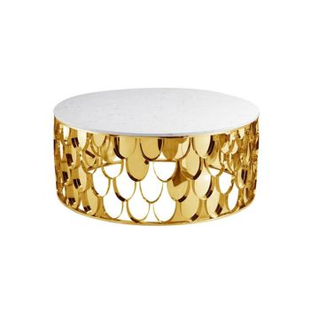 Luxury Fish Scales Round Glass Marble Coffee Table