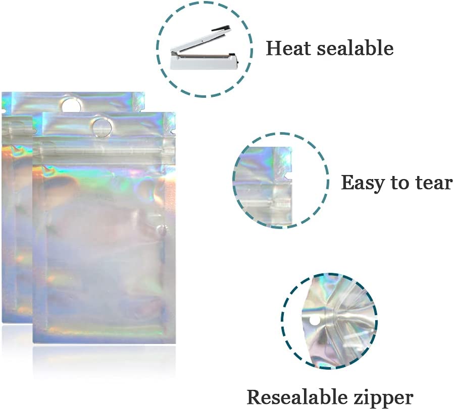 Holographic Gift Travel Jewelry Multi-Purpose Food Storage Bag - 7 x10 cm - Silver - 200