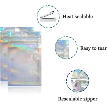 Holographic Gift Travel Jewelry Multi-Purpose Food Storage Bag - 7 x10 cm - Silver - 200