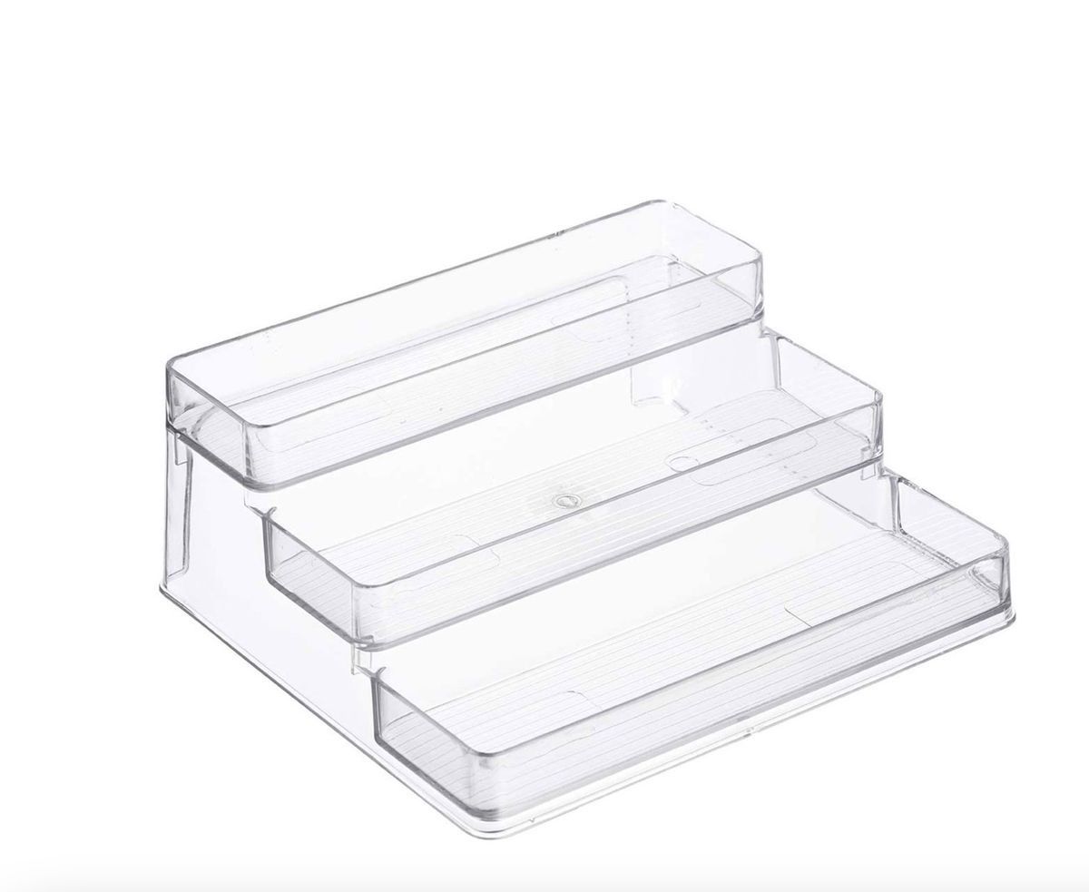3 Tier Clear Spice Rack Pantry Step Organizer Cosmetic Organizer 26cm