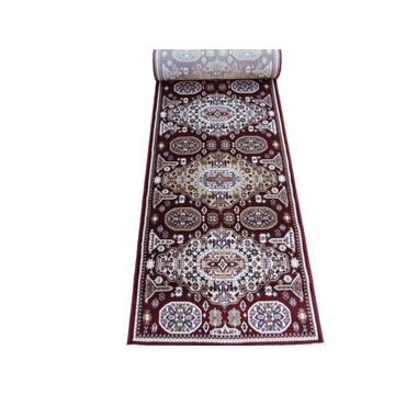 BK Carpets & Rugs - Persian Inspired Medallion Style Indoor Runner - 80cm x 4m - Maroon Red - Beige
