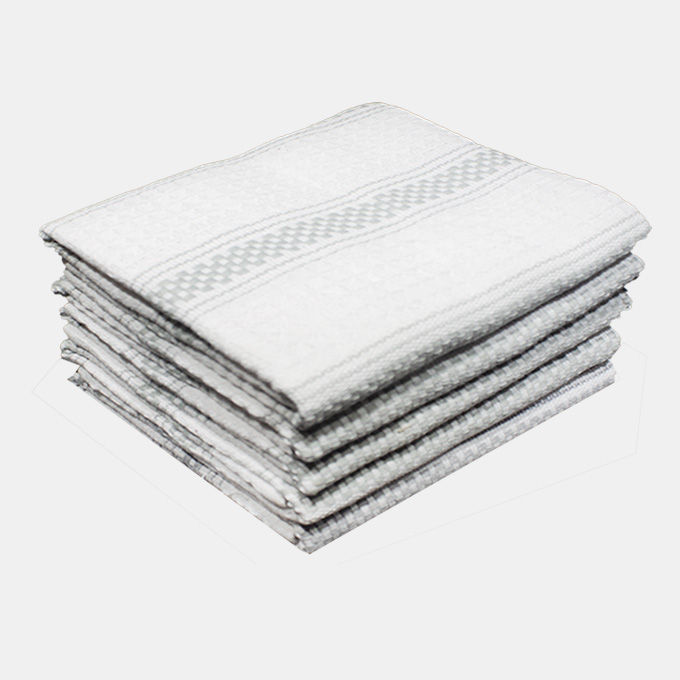 Bunty's Kitchen Towel - Design 2052 - 050x070cms - (05 Pc Pack) - Stripes - Silver Sconce