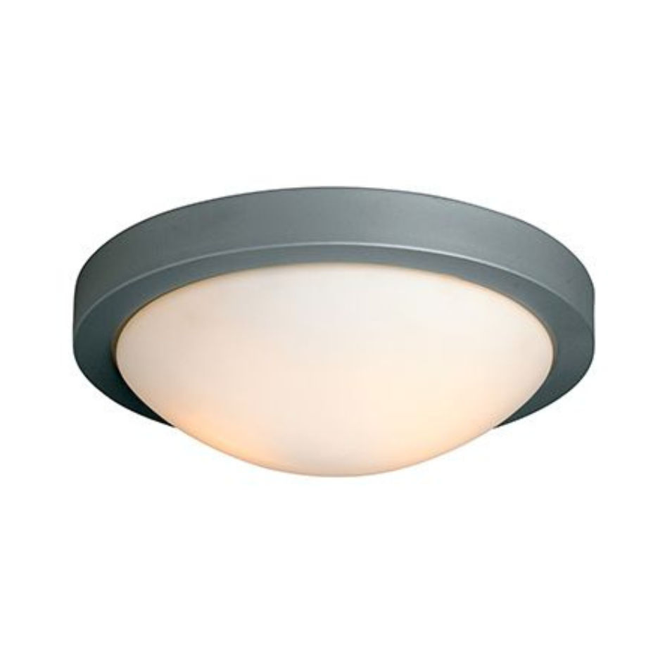Flat Ceiling Light Satin Silver E27 2x60w