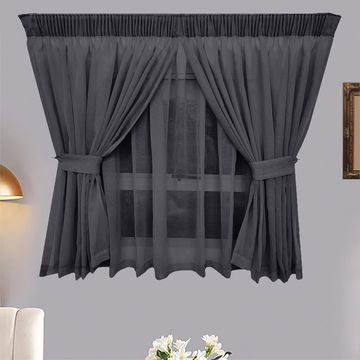 Matoc Designs Curtain - Café Double Layer - Mystic Voile - Dark Grey - Taped - 300cm W x 120cm H