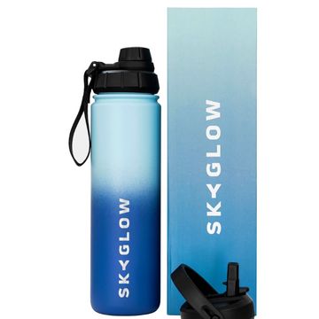 SkyGlow - Double Wall Water Bottle - Gym Water Bottles - Sports Water Bottle - 650ml - Blue Waves