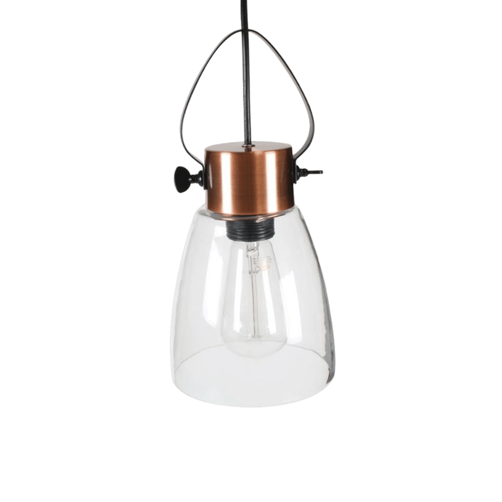 Pendant Lighting – Industrial Look Range – Antique Copper And Glass