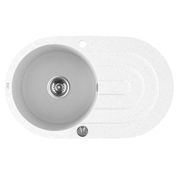 Laveo Dafne Granite Sink 1 Bowl with Drainer - White