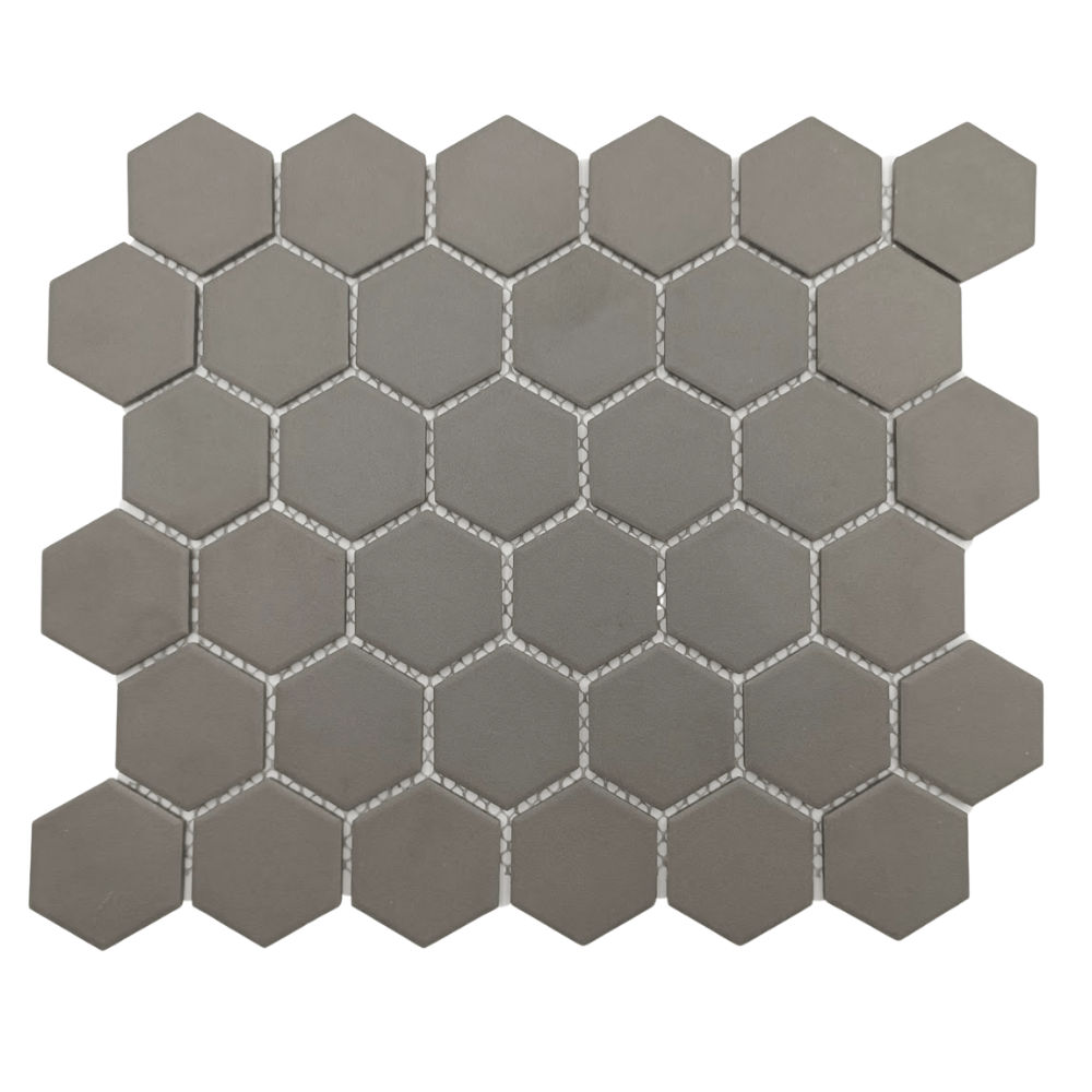 Earthstone Dark Grey Hexagon - Matt - 325x282mm (per sheet)