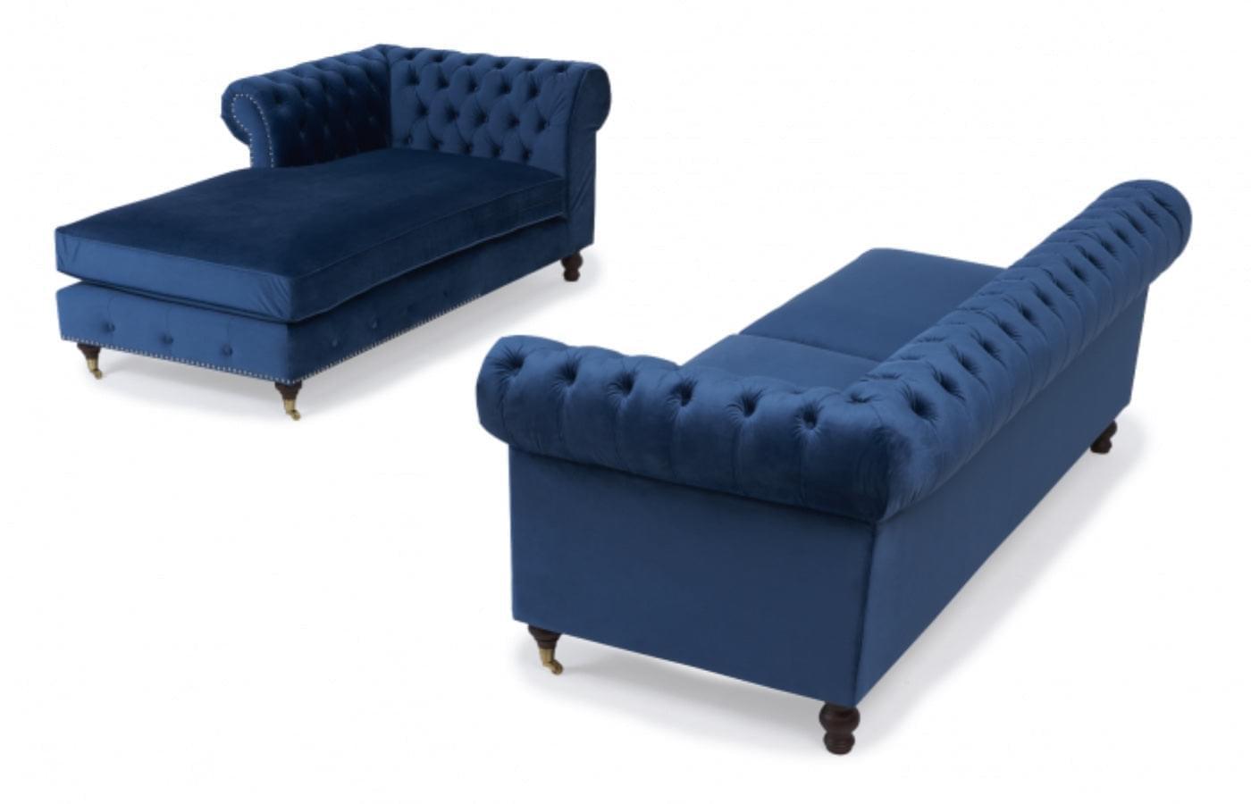 Corner Chaise L shape Chesterfield Sofa - Mushroom cream