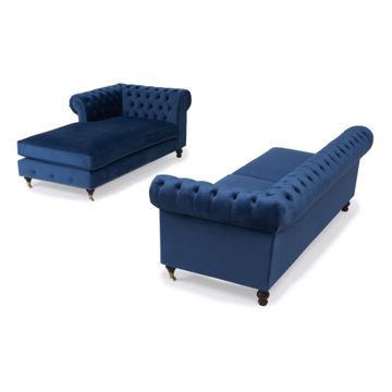 Corner Chaise L shape Chesterfield Sofa - Mushroom cream