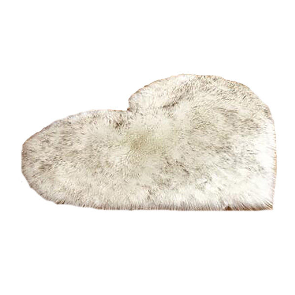 Faux Fur Heart Rug (70cm x 90cm) - White Grey