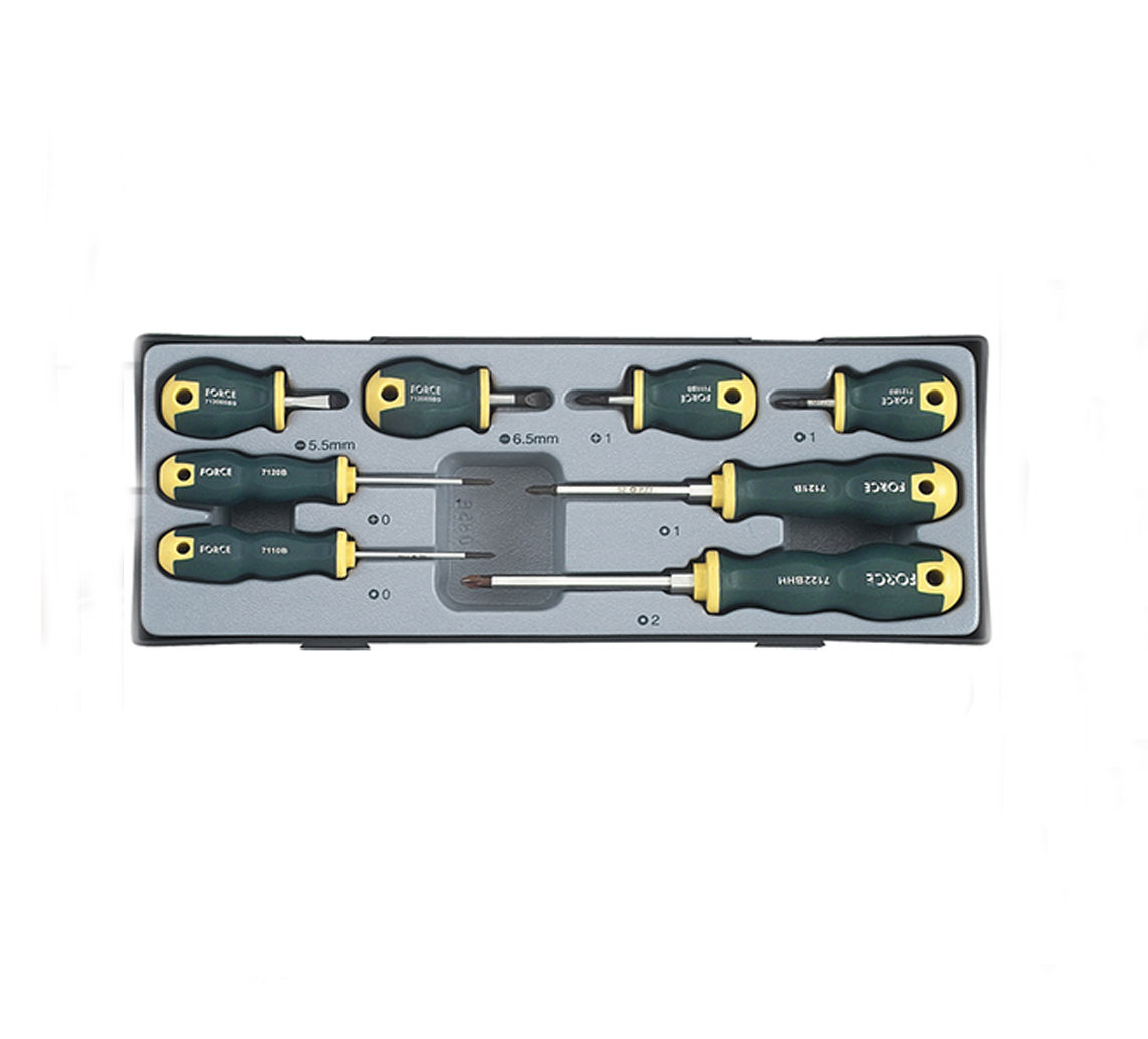 Force - 8 Piece Sdriver Set Antislip 2Xslot;2Xphil;4Xpoz