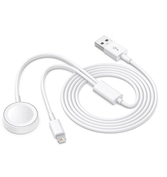 2-in-1 Magnetic USB Apple Watch Charger + Passthrough Lightning Charger Cable