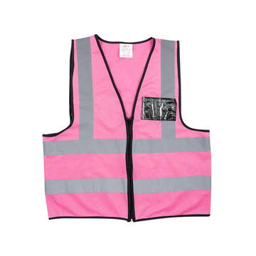 PIONEER SAFETY Vests Reflective Zip Id Pocket Pink X Large