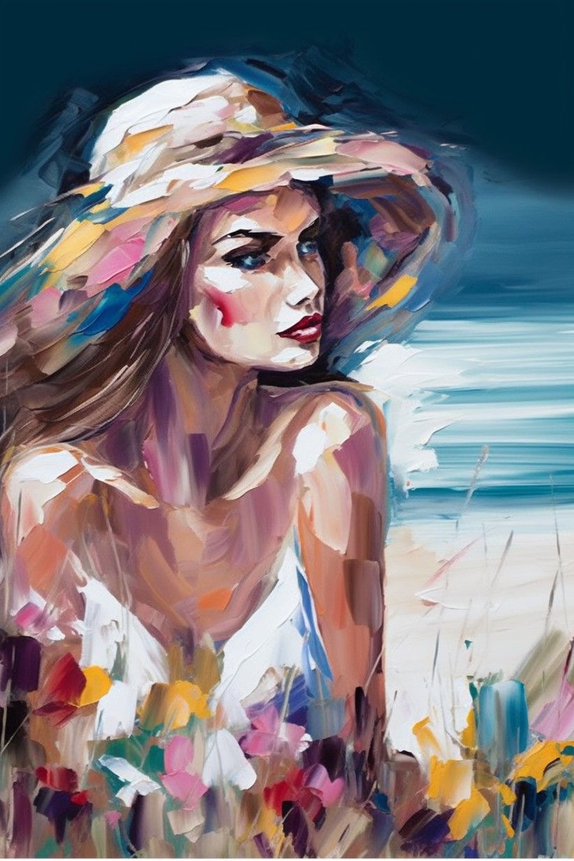 Canvas Wall Art - Beautiful Woman. Abstract  - A1715 - [120 x 80 cm]