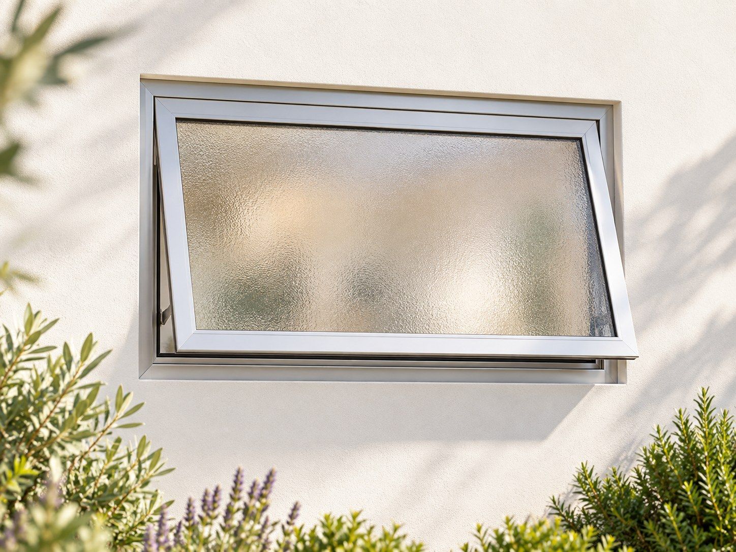 Kenzo Premium Top-Hung Aluminium Window - Silver, 600 400 mm, Single Opener, Obscure Safety Glass