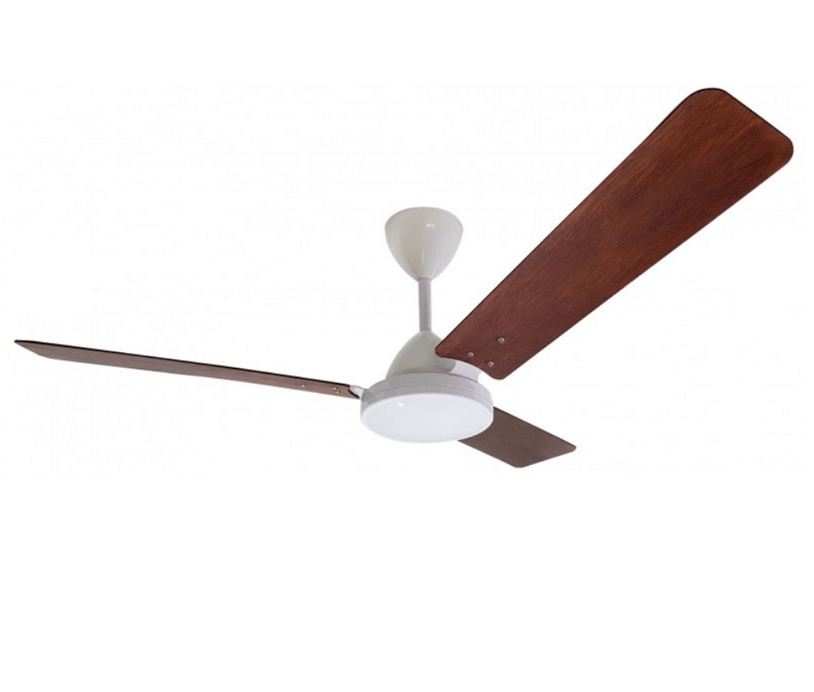 Solent Whirlwind ceiling fan 1400mm Dark Teak Wooden 3-blade and 5-speed wall mounted regulator - White