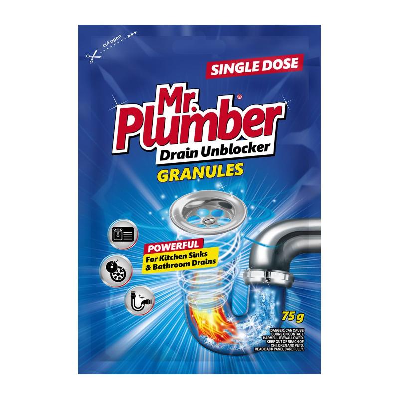 MR PLUMBER DRAIN UNBLOCKER GRANULES SINGLE DOSE 75G