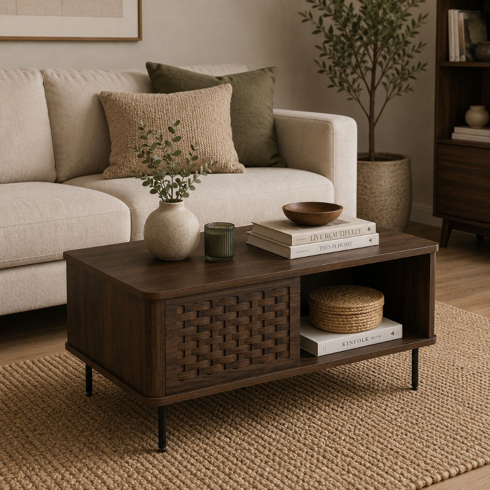 Bragg Krabi Coffee Table, Dark Walnut & Black