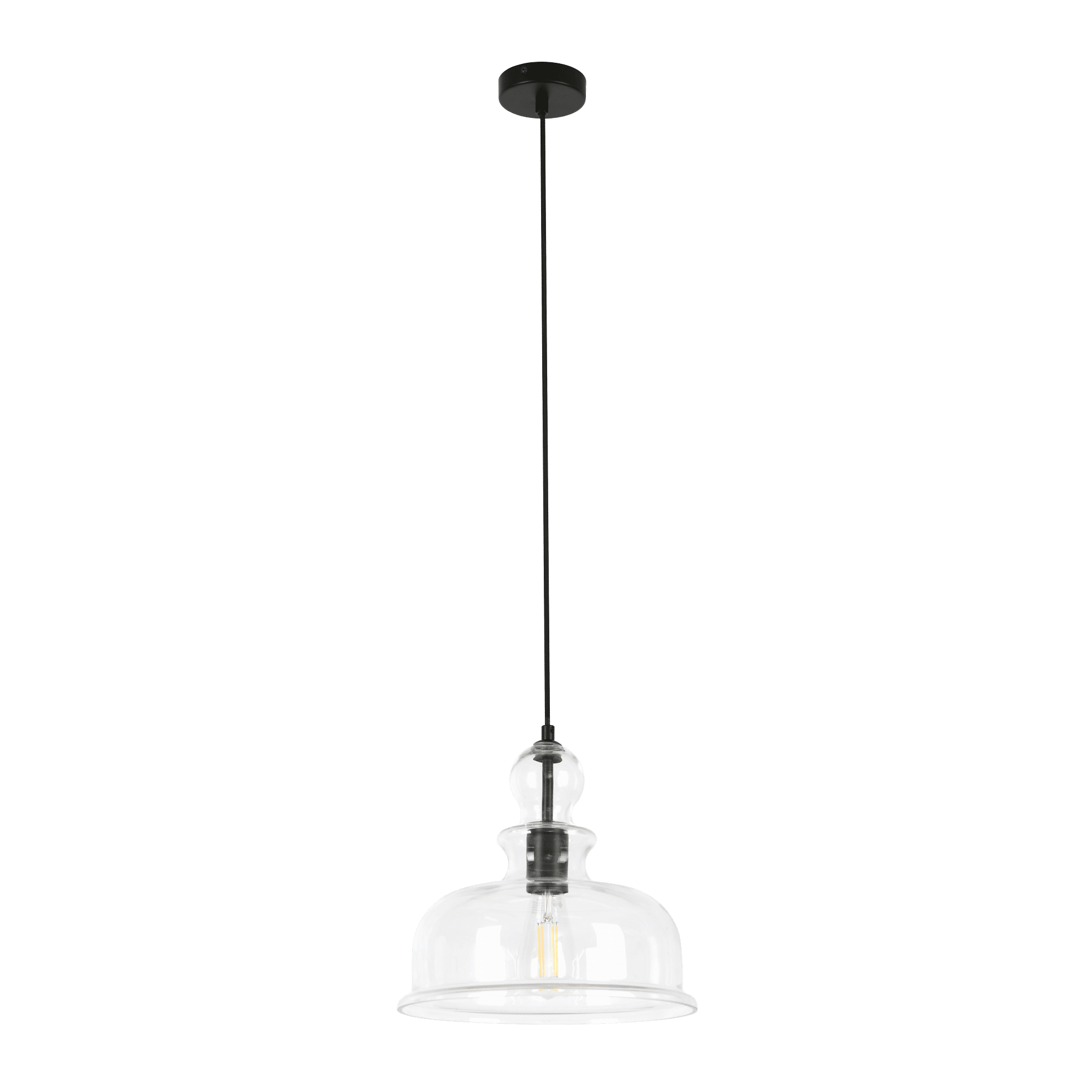 Zebbies Lighting Luna 1 Black Pendant with Clear Glass