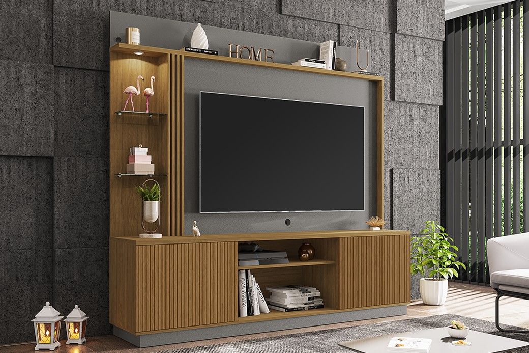 Home Atlanta Plasma Stand-Cinnamon/Titanium