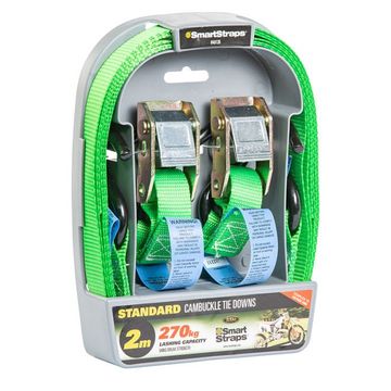 Smart Straps 2m Tie Down Cambuckle - Green (2 Piece)