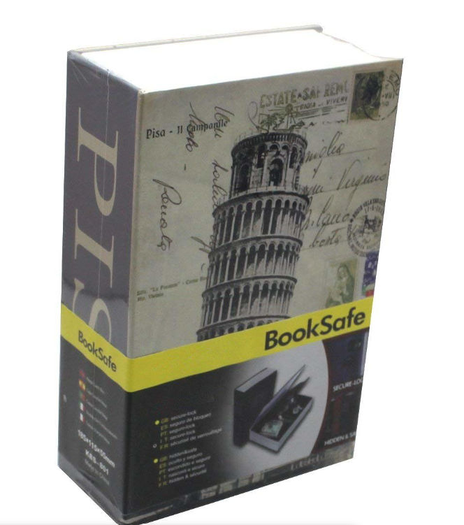 Pisa Hidden Book Safe with Strong Metal Case & Key Lock