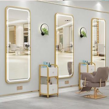 Madiega Furniture - Gold‑Framed Rectangular LED Wall Mirror (15050 cm)