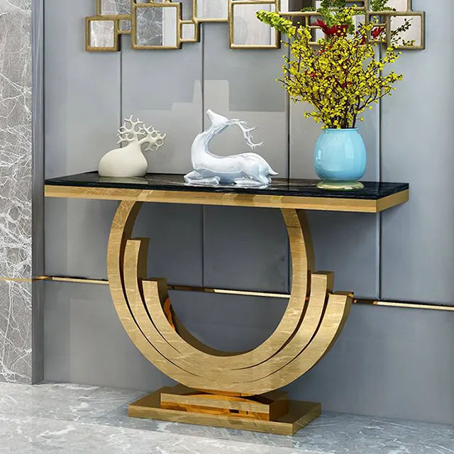 Auriela Console Table-Black Marble-140 cm