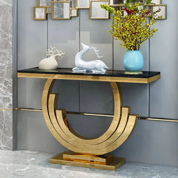 Auriela Console Table-Black Marble-140 cm